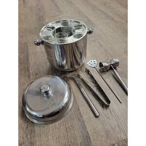 Godinger Stainless Steel Ice BUCKET & SHOOTER Set Bar Tools Mix Drink Set